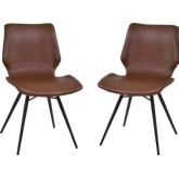 Zurich Dining Chair in Vintage Coffee Leatherette & Black Metal Finish (Set of 2)