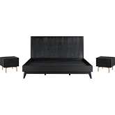 Carnaby King 3 Piece Bedroom Set in Black Brushed Oak & Bronze