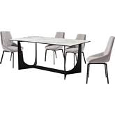 Esme & Susie 5 Piece Dining Set in Stone, Black Metal & Gray Fabric