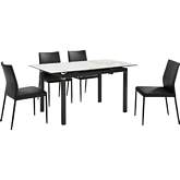 Giana & Kash 5 Piece Dining Set in Gray Sintered Stone, Black & Black Leatherette