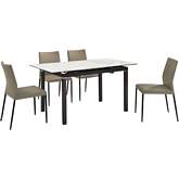Giana & Kash 5 Piece Dining Set in Gray Sintered Stone, Black & Taupe Gray Leatherette