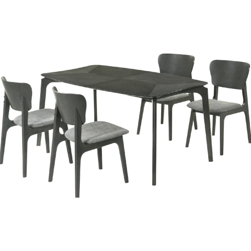 Kalia 5 Piece Dining Set in Gray Finish Wood & Gray Fabric