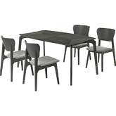 Kalia 5 Piece Dining Set in Gray Finish Wood & Gray Fabric