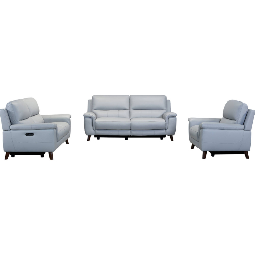 Lizette Power Reclining 3 Piece Sofa Set with USB in Top Grain Dove Gray Leather