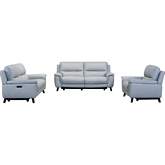 Lizette Power Reclining 3 Piece Sofa Set with USB in Top Grain Dove Gray Leather