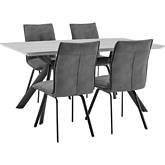 Margot & Rylee 5 Piece Dining Set in Black, Light Gray & Gray Fabric
