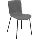 Messina & Gillian 7 Piece Dining Set in Walnut, Black Metal & Grey Leatherette