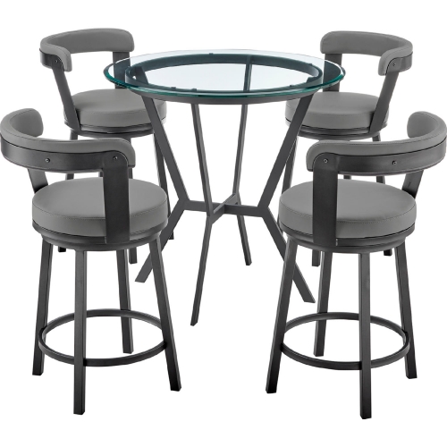 Naomi & Bryant 5 Piece Counter Dining Set in Grey Leatherette & Black