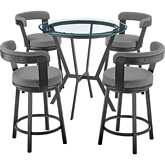 Naomi & Bryant 5 Piece Counter Dining Set in Grey Leatherette & Black