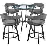 Naomi & Chelsea 5 Piece Counter Dining Set in Grey Leatherette & Black