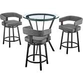 Naomi & Lorin 4 Piece Counter Dining Set in Grey Leatherette & Black