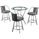Naomi & Livingston 4 PC Counter Dining Set in Grey Leatherette & Steel