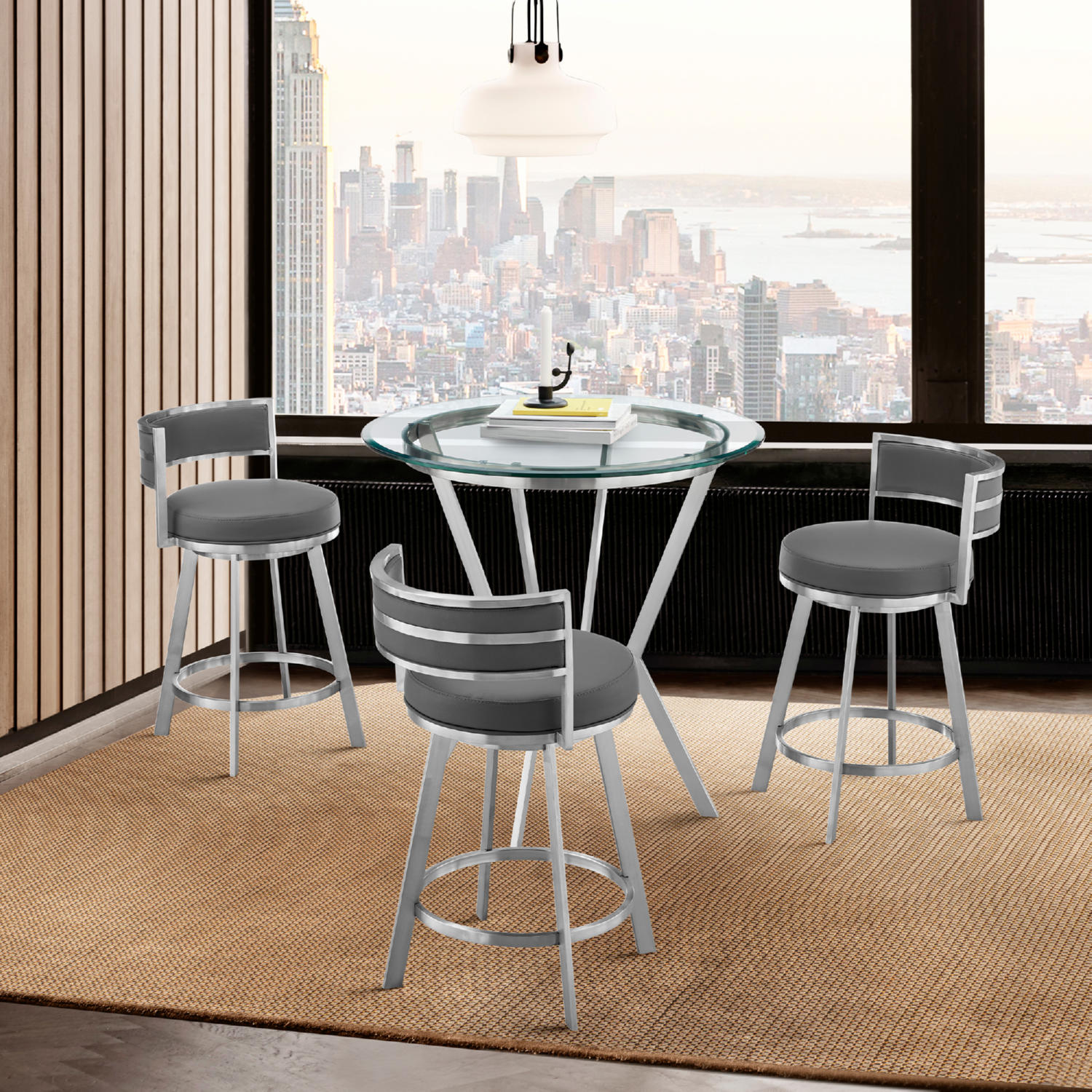 Armen Living Naomi and Roman 4-Piece Counter Height Dining Set - Thumbnail 5