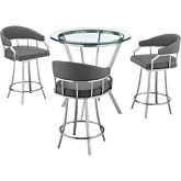 Naomi & Valerie 4 PC Counter Dining Set in Grey Leatherette & Steel