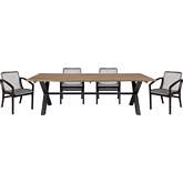 Glendora & Beckham Outdoor 5 Piece Live Edge Dining Set in Eucalyptus Wood & Gray Rope