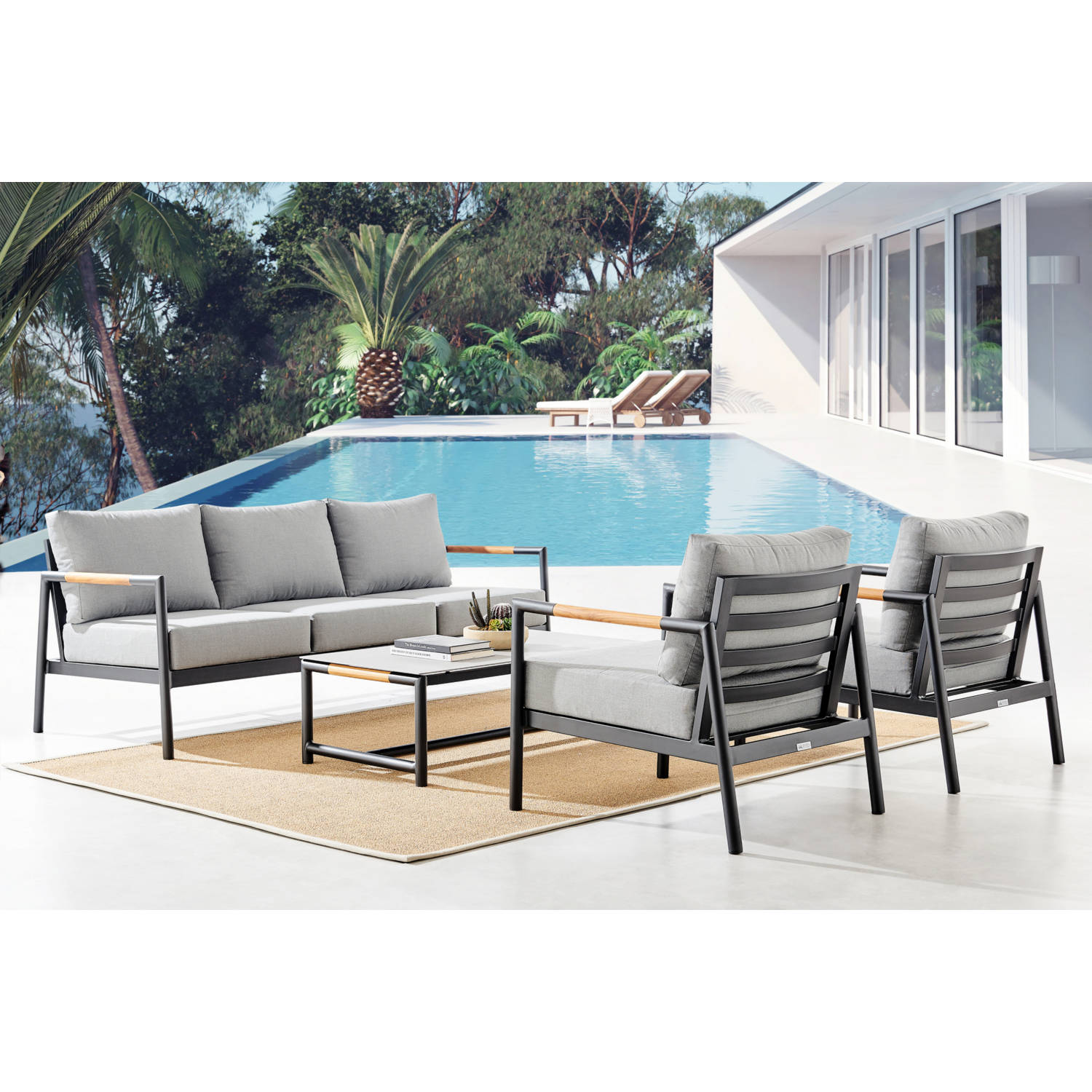 Armen Living Crown Outdoor Seating Set - Thumbnail 4