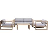 Paradise 4 Piece Outdoor Sofa Set in Eucalyptus & Grey Fabric