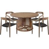 Escondido & Santo Outdoor 5 Piece Dining Set in Eucalyptus Wood & Charcoal Rope