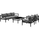 Sonoma Outdoor 4 PC Outdoor Sofa Set in Grey Metal & Grey Fabric
