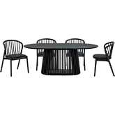 Pasadena Echo 5 Piece Oval Dining Set in Black Oak & Black Leatherette