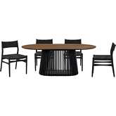 Pasadena Erie 5 Piece Oval Dining Set in Walnut, Black Oak & Black Paper Cord