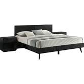 Petra 3 Piece King Bedroom Set in Black Finish Wood