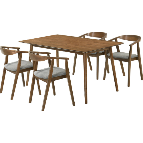 Westmont & Santana 5 Piece Dining Set in Walnut Finish Wood & Charcoal Gray Fabric