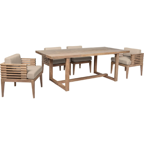 Vivid Outdoor 5 Piece Dining Set in Light Eucalyptus Wood & Taupe Olefin Fabric