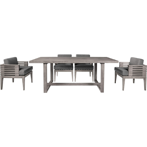 Vivid Outdoor 5 Piece Dining Set in Gray Eucalyptus Wood & Gray Olefin Fabric