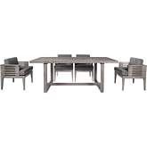 Vivid Outdoor 5 Piece Dining Set in Gray Eucalyptus Wood & Gray Olefin Fabric