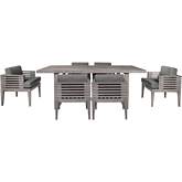 Vivid Outdoor 7 Piece Dining Set in Gray Eucalyptus Wood & Gray Olefin Fabric