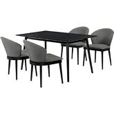 Westmont & Juno 5 Piece Dining Set in Charcoal Fabric & Black Wood