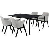 Westmont & Renzo 5 Piece Dining Set in Gray Fabric & Black Wood
