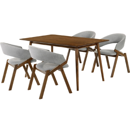 Westmont & Talulah 5 Piece Dining Set Gray Fabric & Walnut Wood