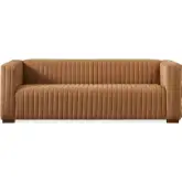 Elara Sofa in Channel Tufted Mocha Velvet