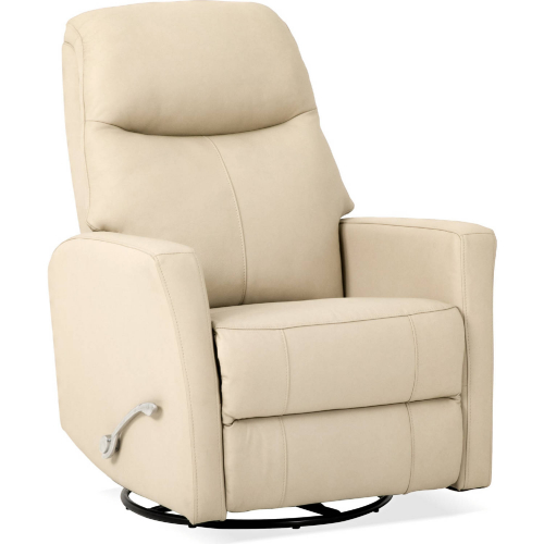 Harlow Swivel Glider Manual Recliner in Ivory Leather
