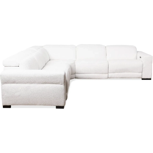 Yohan Power Reclining Sectional Sofa in White Boucle Fabric