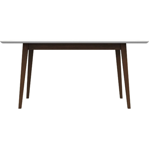 Mary 63" Dining Table in White & Walnut Finish Wood