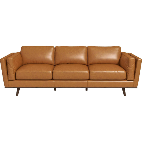 Chase Mid-Century Modern Sofa in Tan Leather