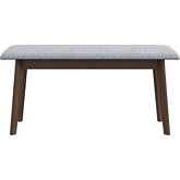 Carlos 47" Dining Bench in Wood & Grey Fabric