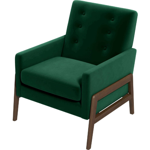 Cole Accent Lounge Chair in Green Velvet & Wood
