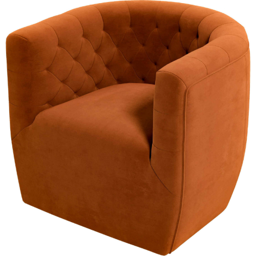 Delaney Accent Swivel Chair in Tufted Burnt Orange Velvet