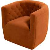 Delaney Accent Swivel Chair in Tufted Burnt Orange Velvet