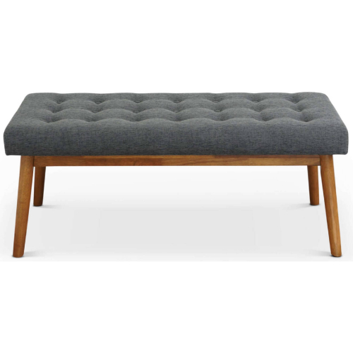 Delilah Bench in Tufted Grey Fabric & Wood