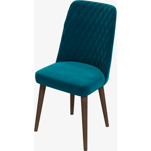 Katie Dining Chair in Diamond Stitched Teal Velvet & Wood (Set of 2)