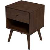 Caroline 1 Drawer Nightstand in Walnut Finish Wood