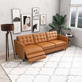 Christopher Sofa with Power Left Facing Recline in Tufted Tan Leather