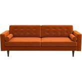 Casey Sofa in Tufted Burnt Orange Velvet