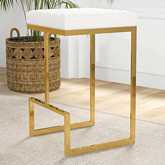 Joel Bar Stool in White Fabric & Gold Metal