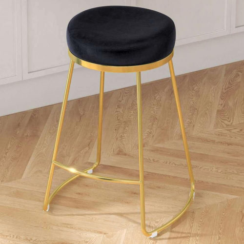 Jane 26" Counter Stool in Black Boucle Fabric & Gold Metal